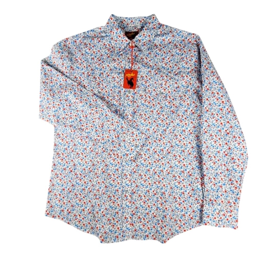 Rodeo Clothing Co Shirt Womens Large Multicolor Floral Long Sleeve Snap Western